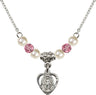 Pearl and Rose Beads Miraculous Medal Necklace