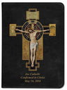 Personalized Leather Bible with Benedictine Cross Cover Black