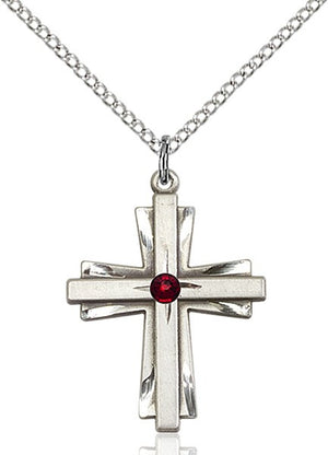 Cross on Cross Pendant with Birthstone Options for Women