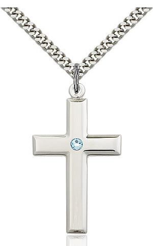 Large Plain Cross Pendant with Birthstone Options