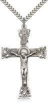 Block Tip Fleur de Lis Crucifix Medal