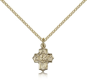 5 Way with Red Center Petite Charm Medal Necklace