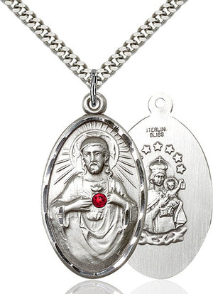Large Oval Sacred Heart Pendant with Birthstone Options