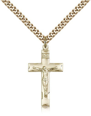 Women's Etched Border Crucifix Medal
