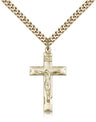 Women's Etched Border Crucifix Medal