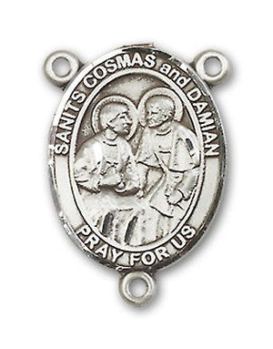 Sts. Cosmas & Damian Rosary Centerpiece Sterling Silver or Pewter