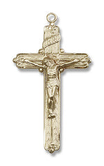 Woodgrain Sterling Silver Crucifix Medal