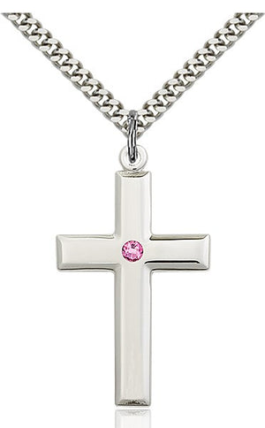Large Plain Cross Pendant with Birthstone Options