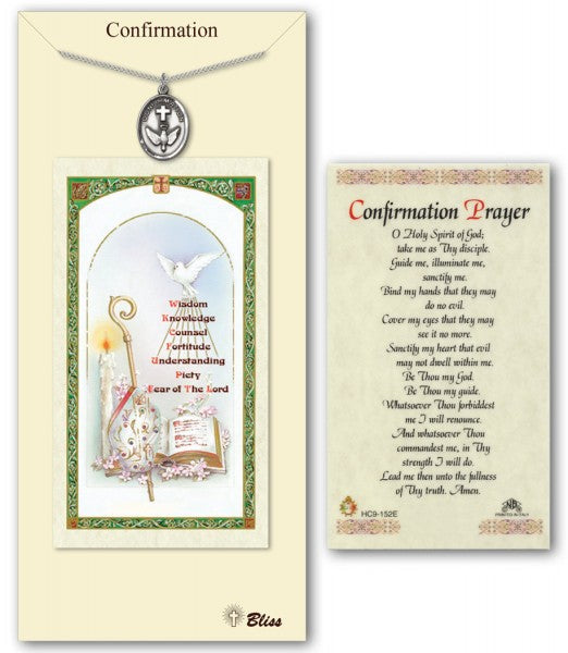 Confirmation Medal in Pewter with Prayer Card