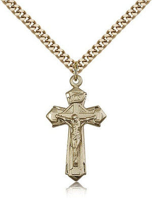 Point Tip Geometric Crucifix Pendant