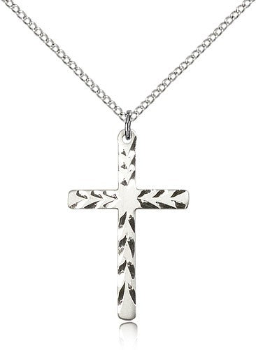 Women's Contemporary Etched Cross Necklace
