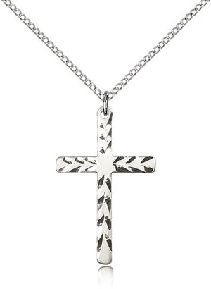 Women's Contemporary Etched Cross Necklace