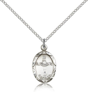Petite Oval Baptism Medal with Shell In Cross Design