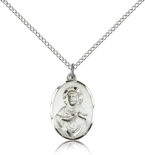 Scapular Medal with Smooth Thin Border Necklace