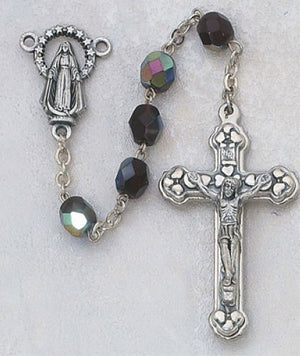 January Birthstone Rosary (Garnet) - Silver Oxidized