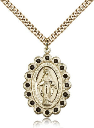 Black Crystal Miraculous Medal Necklace
