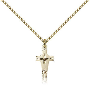 Small Wide Edge Cross Necklace