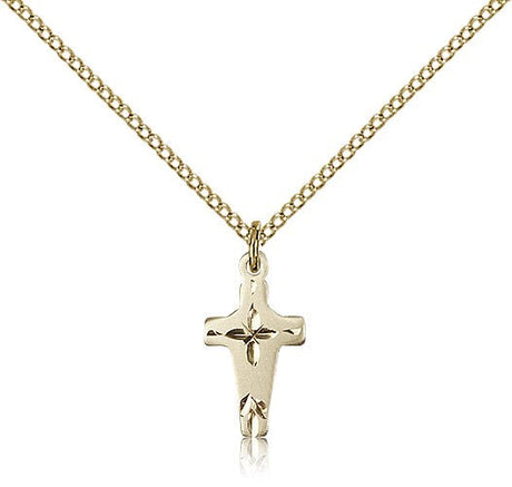 Small Wide Edge Cross Necklace
