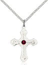 Cross Pendant with Dotted Etching with Birthstone Options for Youth