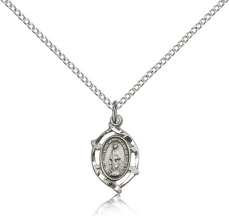 Petite Miraculous Medal Necklace with Pointed Edge