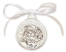 White Ribbon Guardian Angel Crib Medal in Pewter