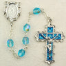 March Birthstone Rosary (Aqua) - Rhodium Plated