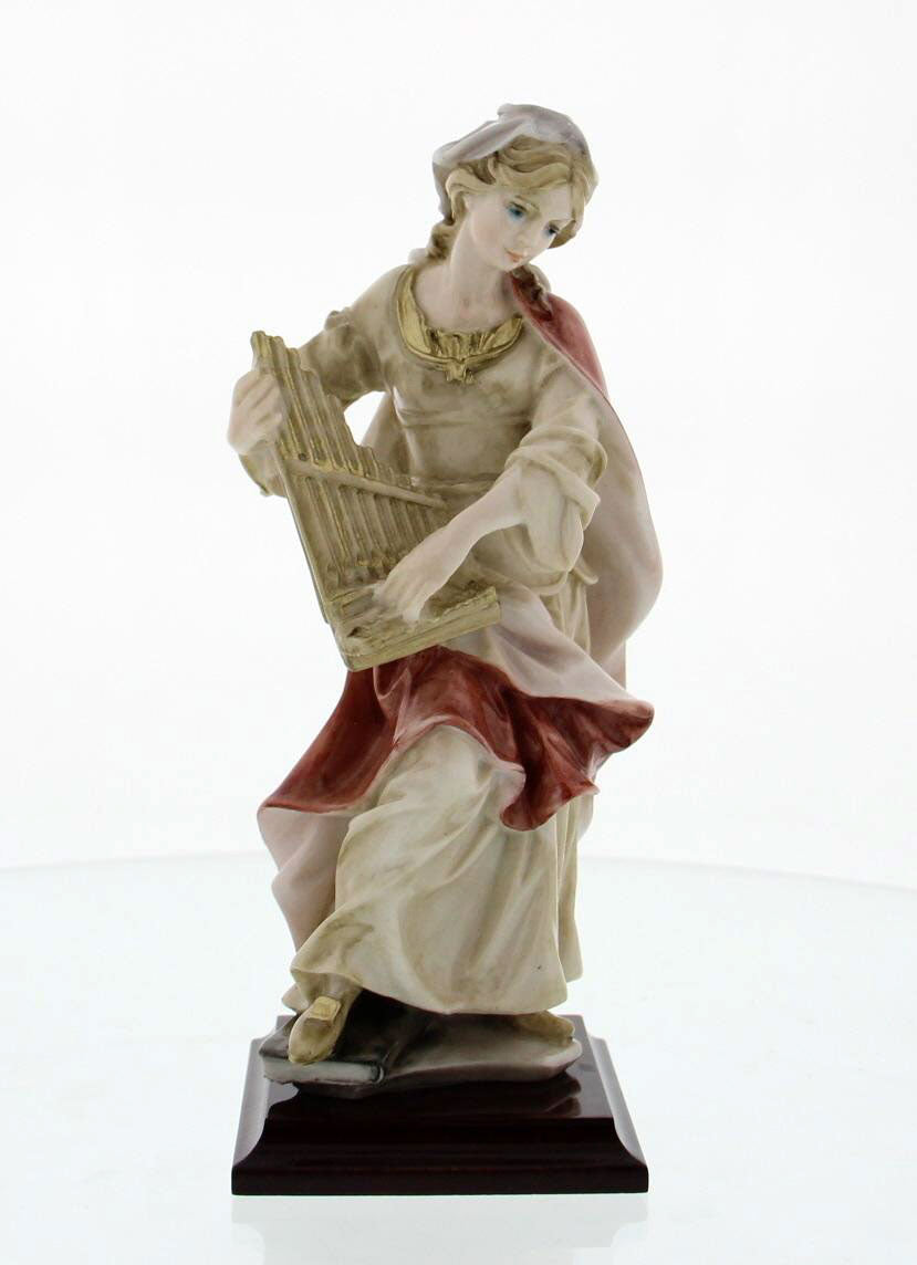 St. Cecilia Statue, Hand Painted Alabaster - 8 1/2'H