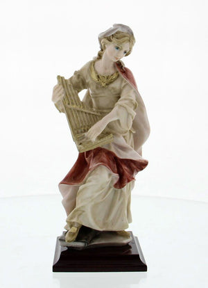 St. Cecilia Statue, Hand Painted Alabaster - 8 1/2'H