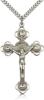 Large Men's Rosebud Tip Crucifix Pendant