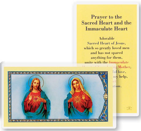 Prayer to Sacred Heart and Immaculate Heart Laminated Prayer Card