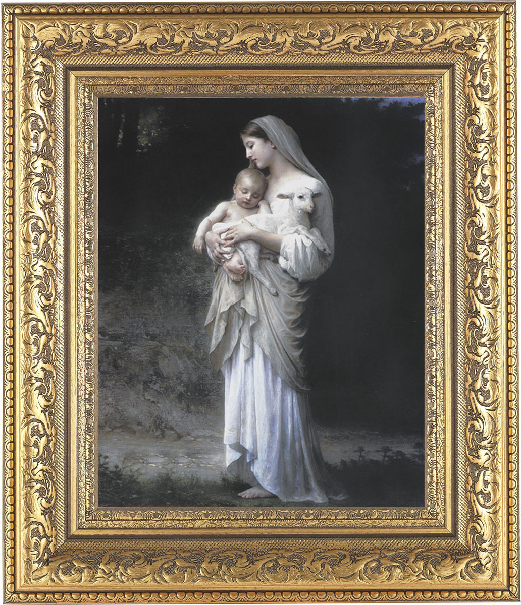 Madonna and Child with Baby Lamb 8x10 Framed Print Under Glass