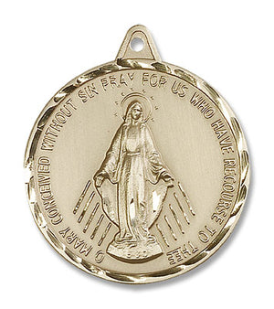 Large Round Miraculous Medal Necklace for Men