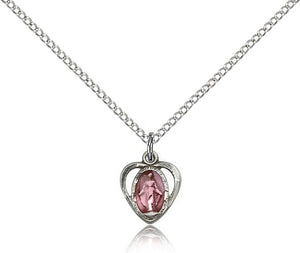 Miraculous Medal with Pink Heart Cutout