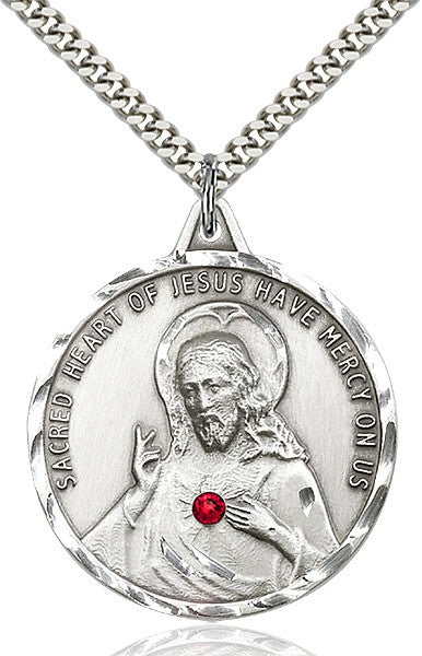 Sacred Heart of Jesus pendant with birthstones