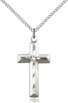 Matte and Polished Cross Pendant with Birthstone Options