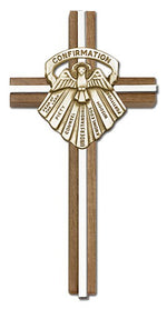Gifts of Confirmation Wall Cross in Walnut and Metal Inlay 6'