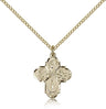 Girl's Dainty 4-Way Pendant with Flower Center
