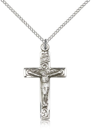 Women's Scroll Design Crucifix Necklace