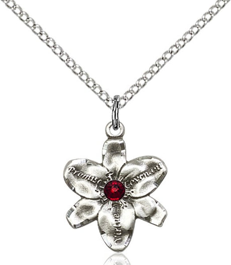 Small Five Petal Chastity Pendant with Birthstone Center