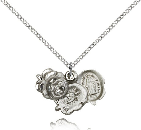 Triple Slide Rosebud Miraculous Medal for Women