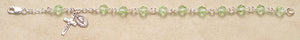 Rosary Bracelet - Sterling Silver with Chysolite Swarovski Beads