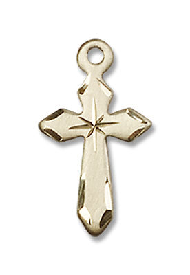 Small Cross Necklace with Etched Tips