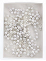 Pearl Lasso Wedding Rosary Silver Tone Accents