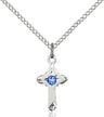 Child's Pointed Edge Cross Pendant with Birthstone Options