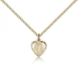 Miraculous Medal with Pink Heart Cutout