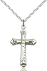 Matte Cross Pendant with Diamond Etching Birthstone Options