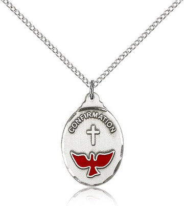 Holy Spirit dove medal with red enamel