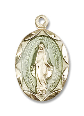 Petite Miraculous Medal with Blue Enamel Necklace for Women