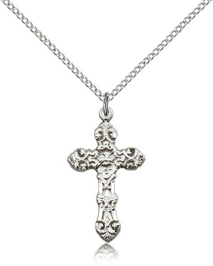 Ornate Fleur De Lis Women's Cross Necklace