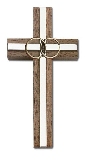 Marriage Cross with Eternity Rings in Walnut 4'